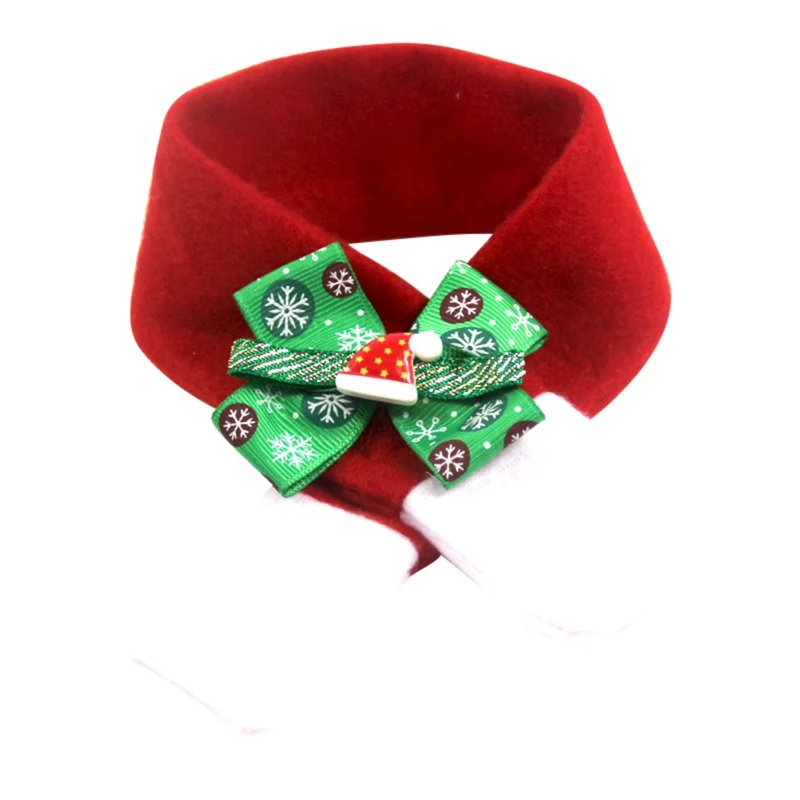 A Dogs Cats Pet Christmas Caps Funny Costume Red Cone Hat Red Scarf With Green Bow Knot Set - Цвет: A