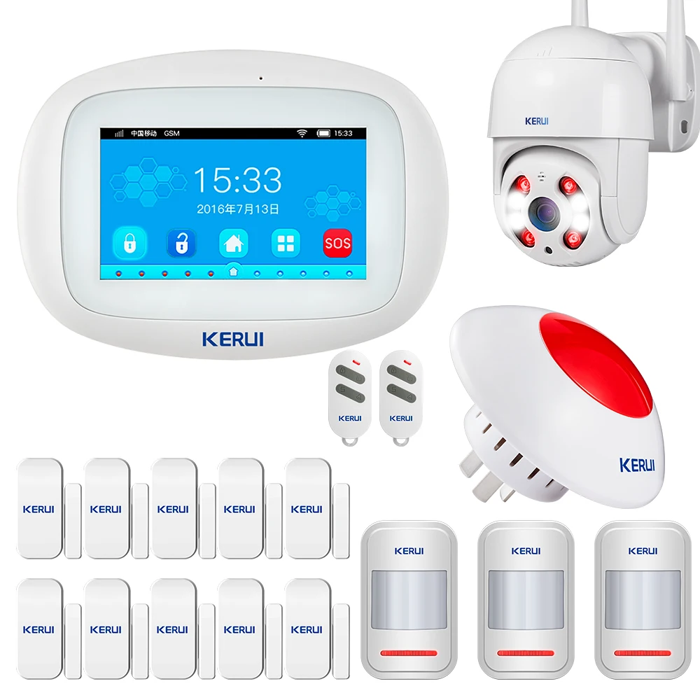 KERUI K52 сенсорный Экран Беспроводной GSM Wi Fi домашняя система охранной сигнализации