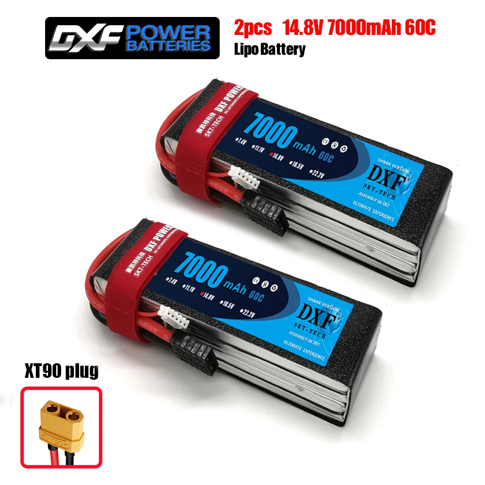 2 шт. DXF RC Lipo батарея 2s 7,4 V 2700mAh 20C 7000 60C 14,8 V 7000 60C для Wltoys 12428 feiyue 03 RC Q39 Запчасти для обновления - Цвет: 4S7000mah XT90