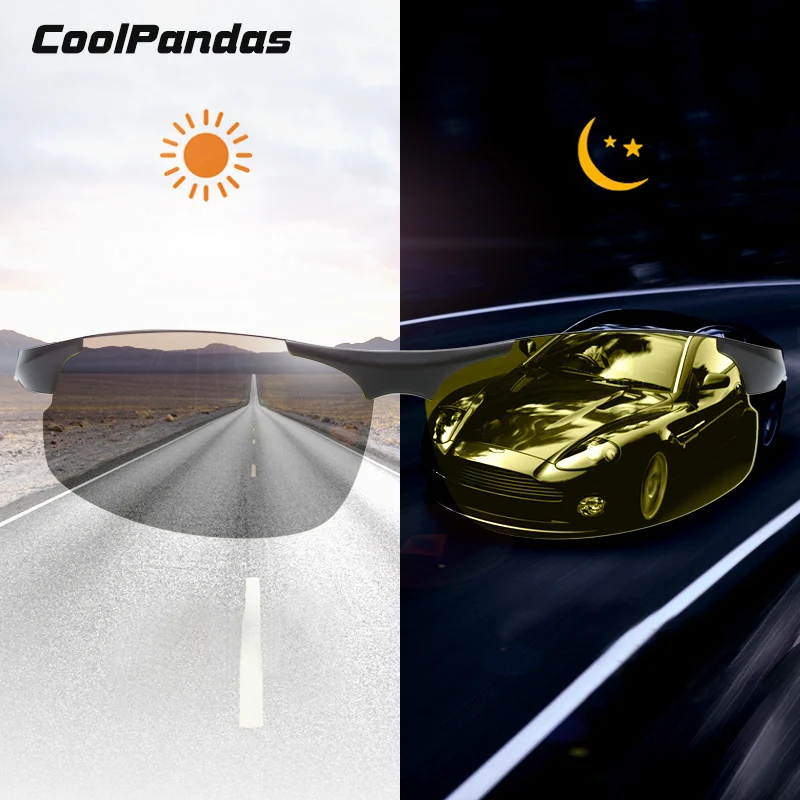 CoolPandas брендовые фотохромные солнцезащитные очки HD поляризованные мужские и женские очки ночного видения для вождения сменные цветные линзы UV400