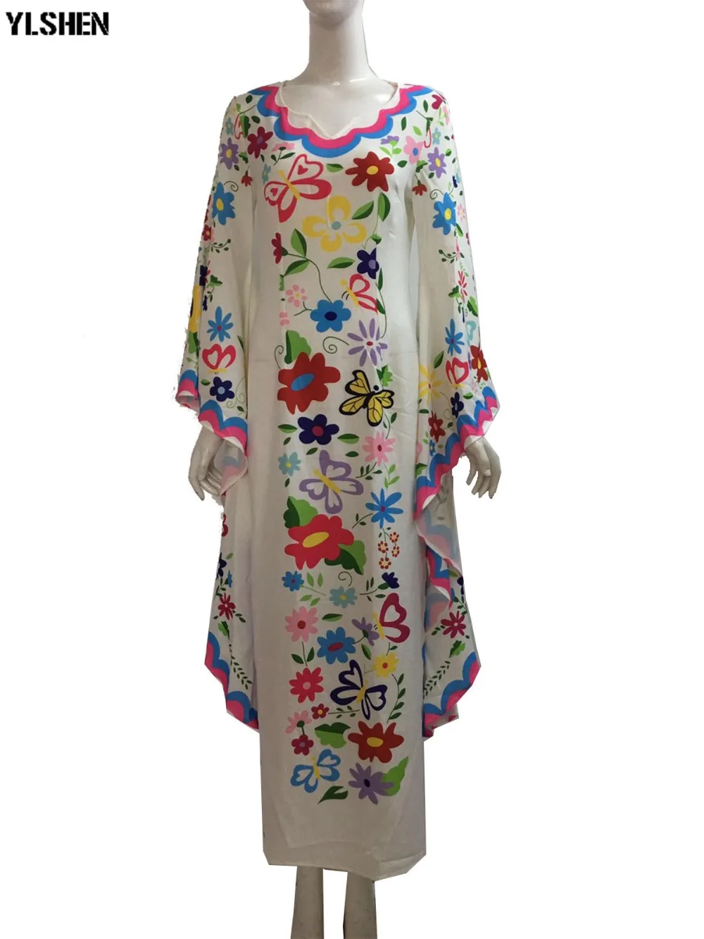White African Dresses for Women 2019 Fashion Robe Boubou Africain Long Dress Butterfly Print Basin Riche Dashiki African Clothes 06