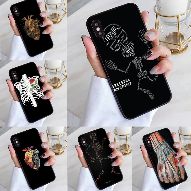 Human Organs Brain Meridian Kidney High Classic blackSoft silicone Phone Case For iphone X XR XS Max 6 S5 5s 78plus 11Pro Cases | Мобильные