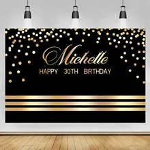 

Custom Name Age Backdrop Golden Stripes Men Women Birthday Party Banner DIY Photography Background Photo Studio Props