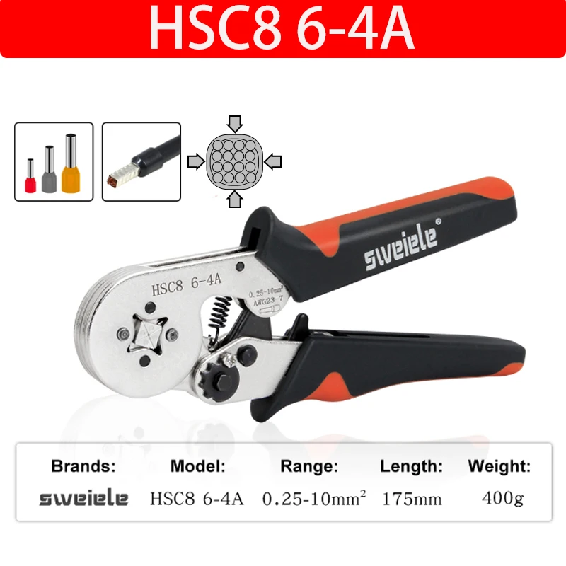 Tubular Terminal Crimping Tool Crimping Pliers   HSC8 6-4A 0.25-10mm²/6-6A 0.25-6mm²  Hand Tool Mini Wire Ferrule Fixture Kit woodriver planes Hand Tools