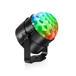 Top-3W RGB дискотечный шар, вечерние, сценический светильник, звуковая активация, USB, для автомобиля, DJ, волшебный светодиодный, для детей