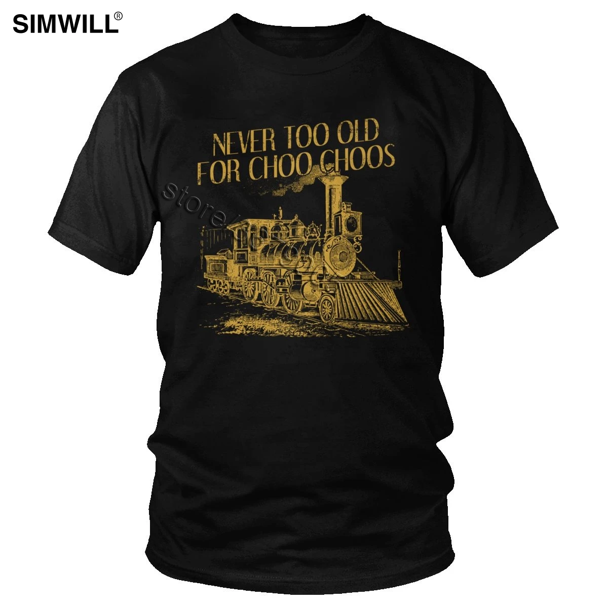 Men Classic Steam Train T Shirt Funny Never Too Old Rail Vehicle Watcher Conductor Gift Tees Short Sleeves Cotton Casual T-shirt | Мужская