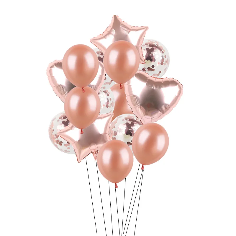14 шт. мульти воздушный шар "Конфетти" с днем рождения воздушные шары розовое золото баллоны с гелием мальчик девочка ребенок душ вечерние принадлежности - Цвет: rose pink