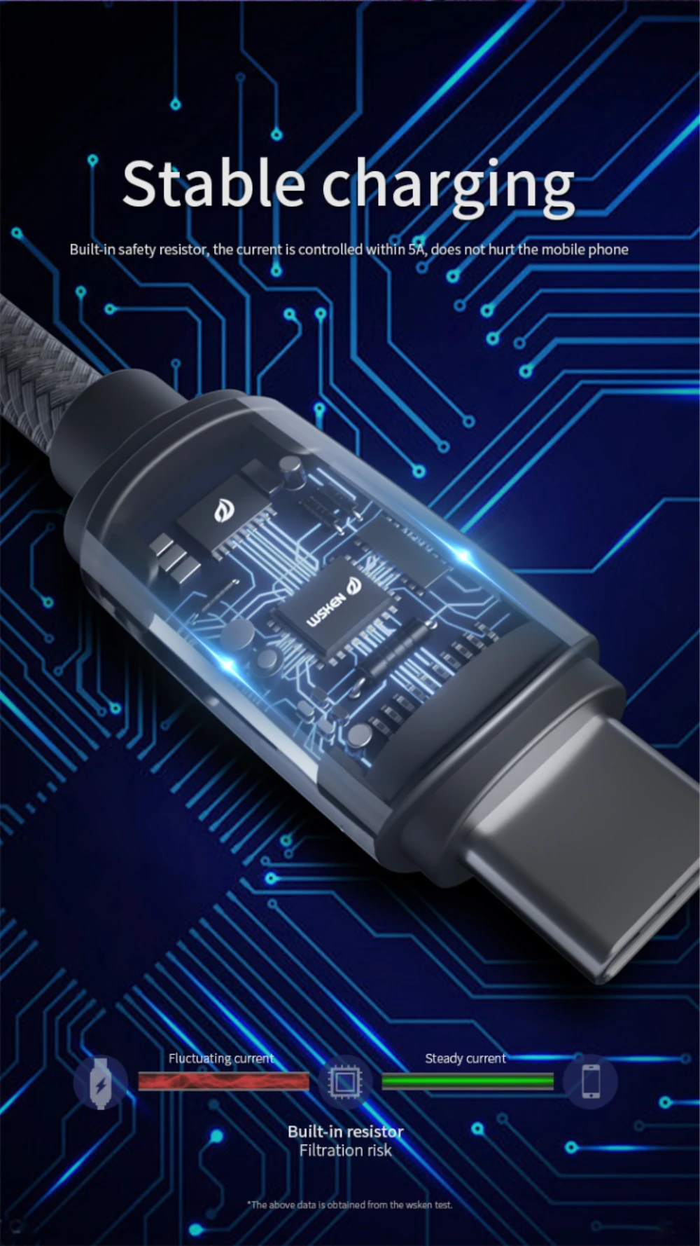 Wsken 5A usb type-C кабель для samsung Supercharge AFC DASH VOOC QC шнур для быстрой зарядки данных для huawei Oneplus xiaomi usb c кабель