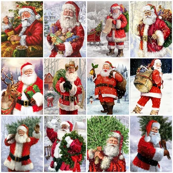 

HUACAN DIY Christmas Gift Pictures By Number Santa Claus Hand Painted Drawing On Canvas Coloring By Number Home Decoration