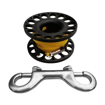 

Scuba Diving Tech Spool Finger Reel with Brass Clip Wreck 50Ft Yellow Line