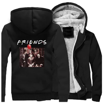 

Joker Clown Friends Thicken Jacket Hoodies Men Funny Outswear Winter Casual Fleece Sportswear Hip Hop Tops Harajuku Streetwear