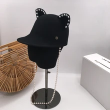 Продавец~ осень и зима шерсть, шляпа для конной езды, Женская милая старение шляпа, ручная работа жемчужная рыцарская шляпа