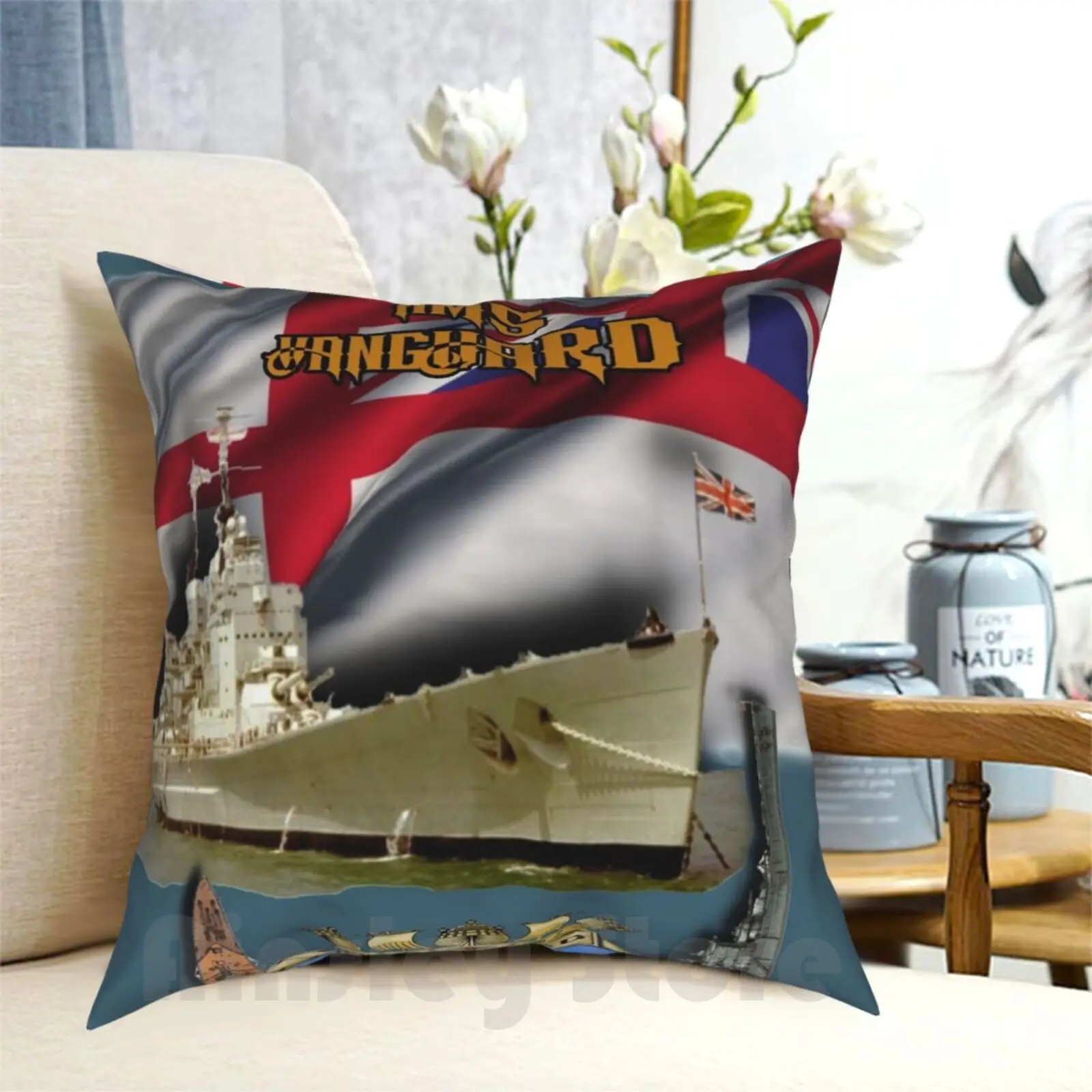 " Hms Vanguard " Pillow Case Printed Home Soft Throw Pillow Idea Ships