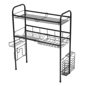 

2 Tier Multi-use Stainless Steel Dishes Rack Dual Sink Drain Rack Adjustable Kitchen Oragnizer Rack Dish Shelf Sink Drying Rack