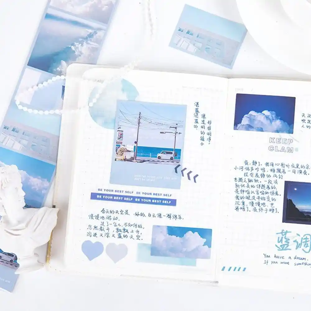 8 Designs Aesthetic Fantasy Sky Holiday Time Memory Journaling Deco Sticker Foggy Pet Material Masking Tapes Kids Gift Assorted Stickers Aliexpress