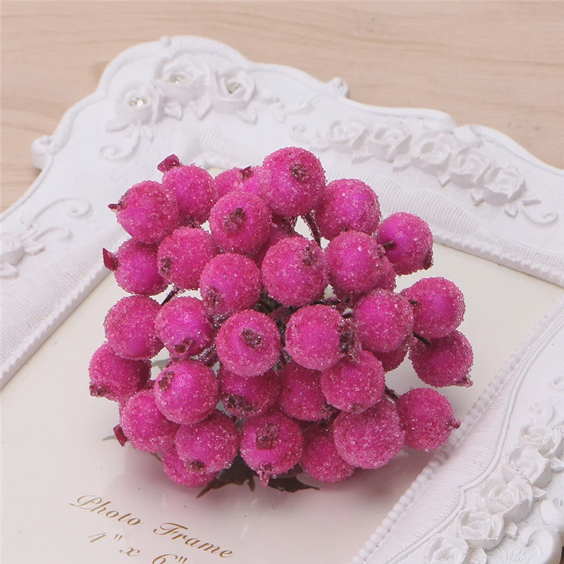 40 Pcs Decorative Mini Christmas Frosted Fruit Berry Holly Artificial Flower PXPC - Цвет: Rose Red