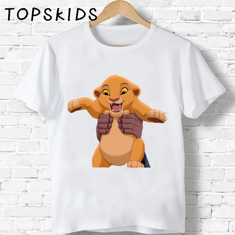 Коллекция года, Детская футболка с милым Simba и рисунком льва детская одежда с забавными животными для мальчиков и девочек детская летняя футболка HKP5315