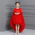 Новое поступление; розовое изысканное кружевное платье принцессы из тюля для девочек; платье до щиколотки для крещения, вечеринки, выпускного бала; платье для девочек на свадьбу, день рождения