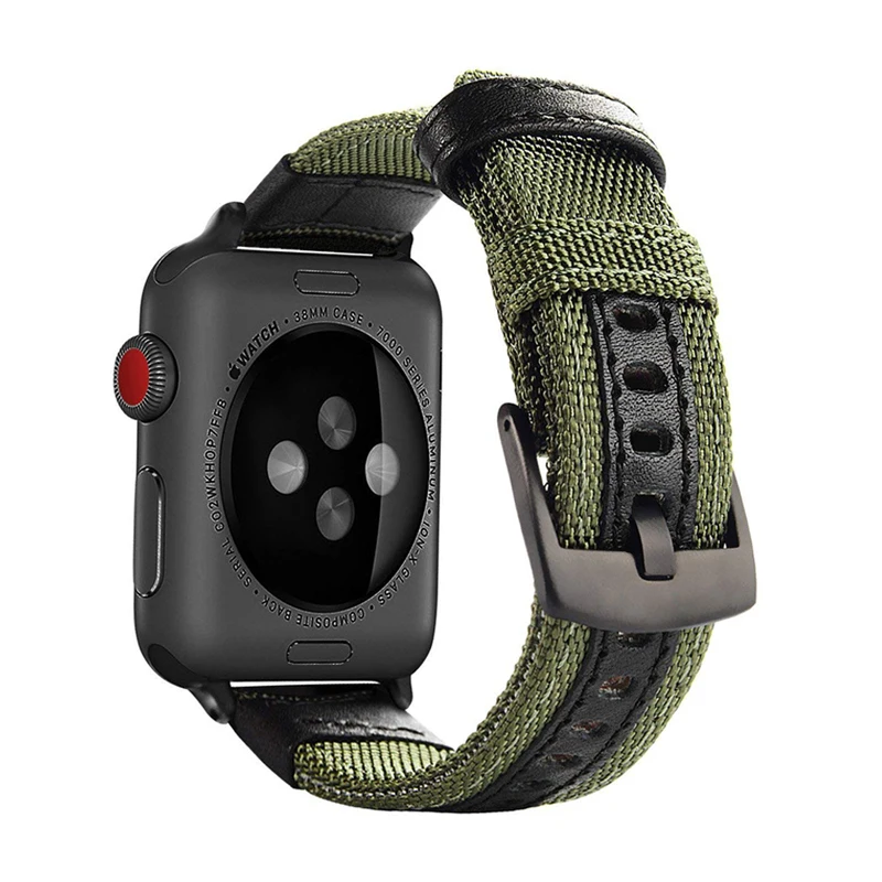 Ремешок нейлоновый из натуральной кожи для Apple Watch Band 42 мм 40 38 44 спортивный браслет