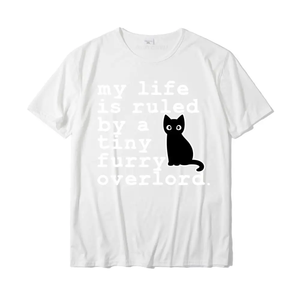 Slim Fit Men Tees Camisa Summer Tshirts Cotton Short Sleeve Custom Tee Shirt Crew Neck Wholesale My Life is Ruled by a Tiny Furry Overlord Funny Cat Vintage Pullover Hoodie__MZ14991 white