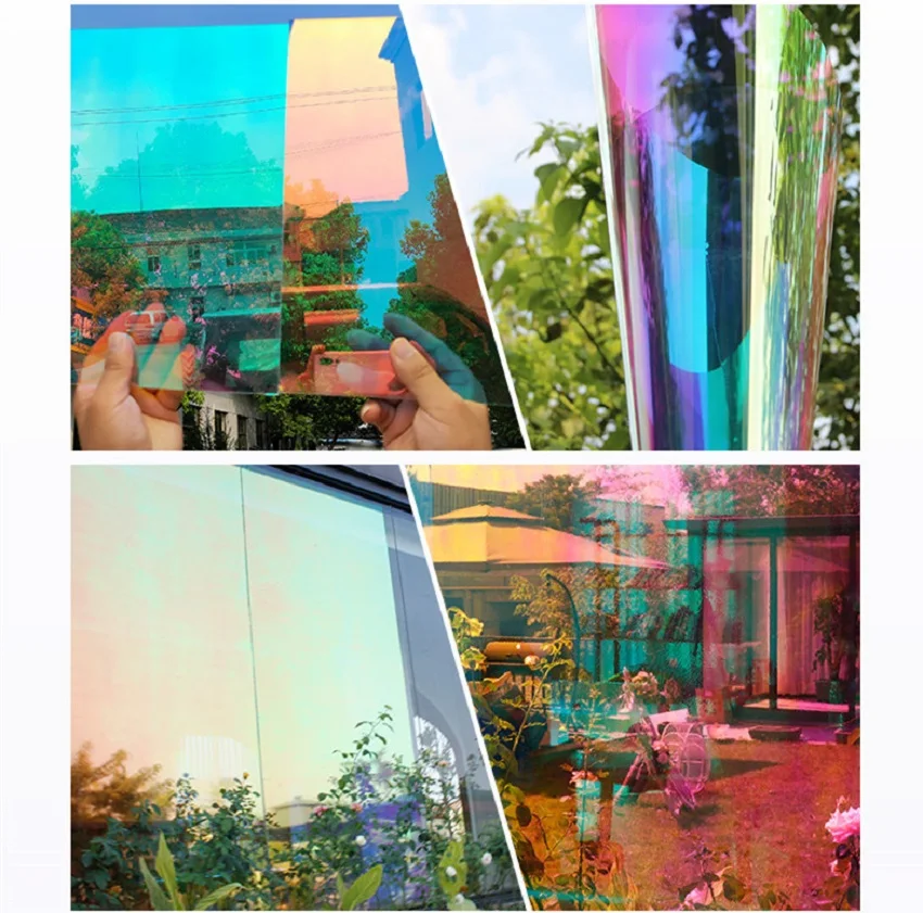 

Original SUNICE 68x500cm Window Film Blaze Chill Rainbow Tint Dichroic Window Tint for Wedding Party Christmas DIY Cosplay