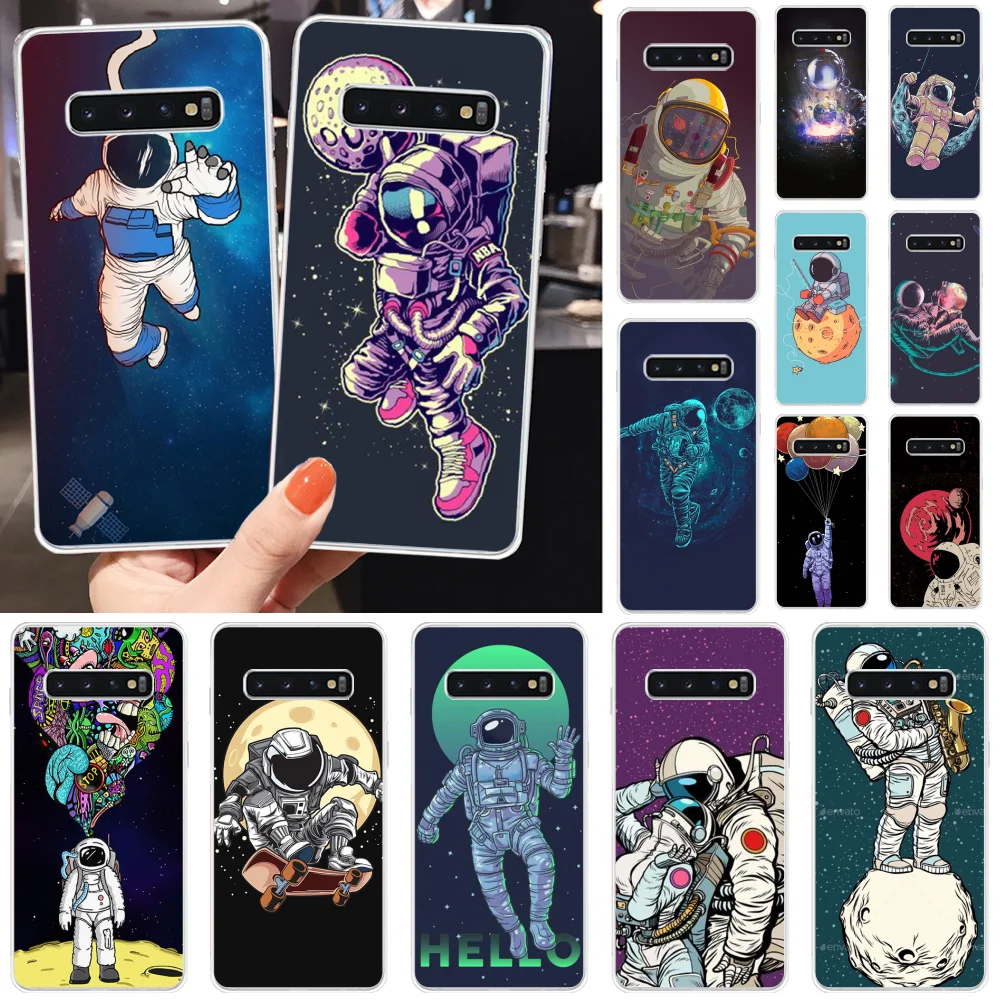 

LJHYDFCNB Sport hand drawn astronaut Rubber Phone Cover for Samsung S10 S10 Plus S9 S9 Plus S8 S8plus S7 S6 Mobile Cases