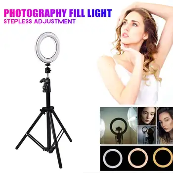 

6"/16cm Ring Fill Light 3200K to 5500K 16 to 180cm Photography LED Selfie Ring Light With Stand Tripods For Makeup Video Live