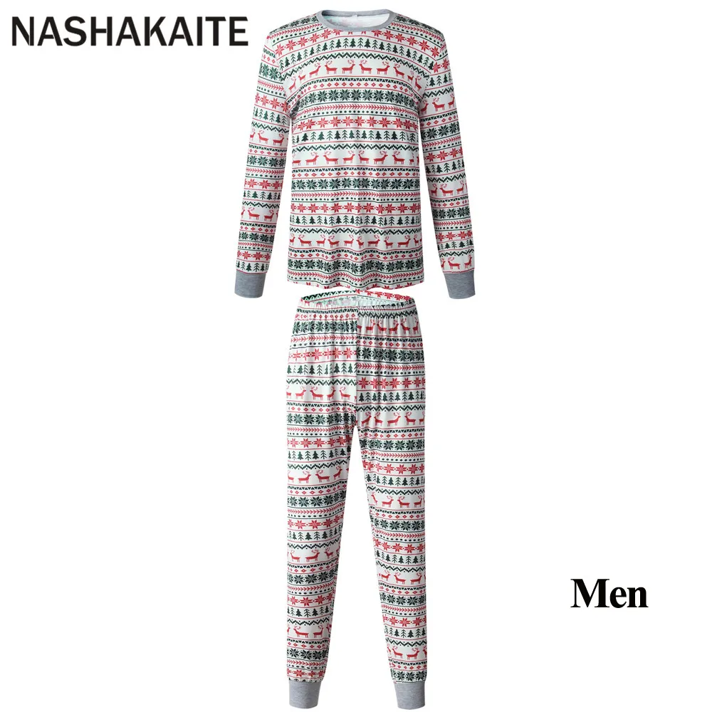 NASHAKAITE/Рождественская одежда для всей семьи; зимние Семейные рождественские пижамы с принтом снежинок и оленей; Комплект для мамы, папы, детей и малышей; Возраст От 0 до 10 лет