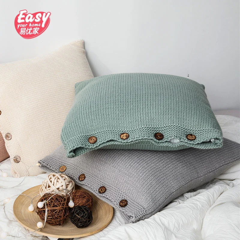 

Luxury Knitted Pillow Cover 45X45 Morandi Pillow Case Soft Sofa Cushion Cover Solid Pillowcases Bedroom Home Office Decorative
