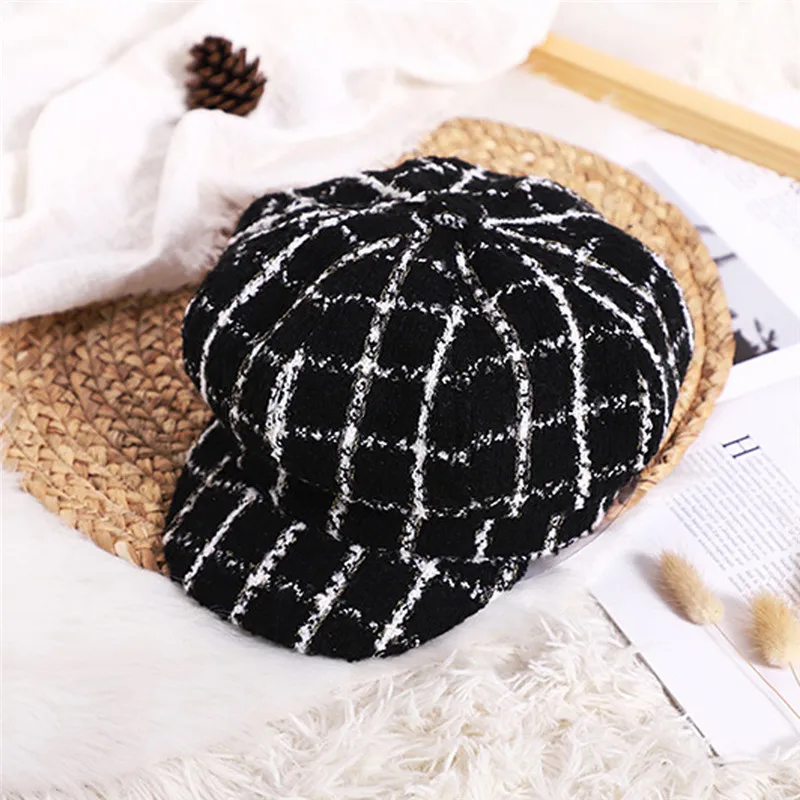 Children's hat Kids Baby Girls Beret New Autumn And Plaid Winter Comfortable Breathable Cap #4j30 (21)