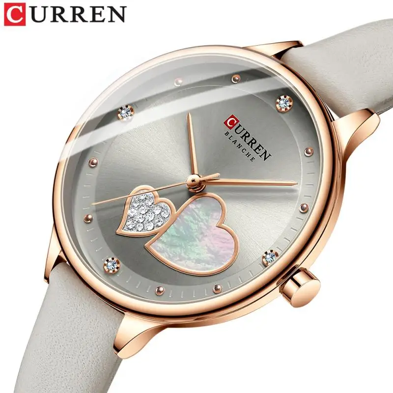 

Женские наручные часы Curren, модные кварцевые часы с кожаным ремешком, 2023