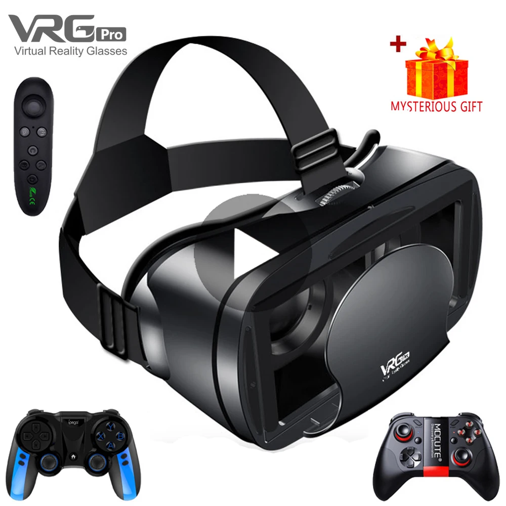 

3D VR Headset Smart Virtual Reality Glasses 7 Inches Helmet for Smartphones Phone Android iPhone Lens with Controller Binoculars