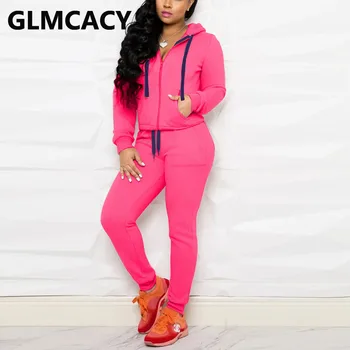 

Women Two Piece Tracksuits Long Sleeve Hoodies and Jogger Pants Set