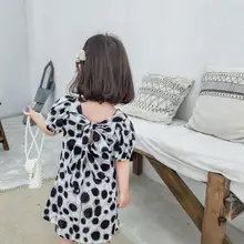 Japan Style Baby Girls Summer Dot Back Bow Blouse Dress Princess Children Cute Dress 6 pcs/lot, Wholesal
