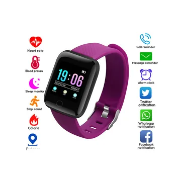 

ID116 Smart Watch Sport Fitness Tracker Clock with Touch Screen Support Heart Rate Blood Pressure Monitoring Original Bracelet