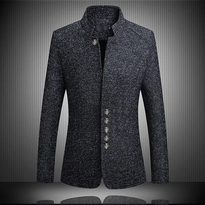 Adisputent Chinese Style Business Casual Stand Men Jacket New Collar Male Blazer Slim Mens Blazer Jacket Plus Size 5XL