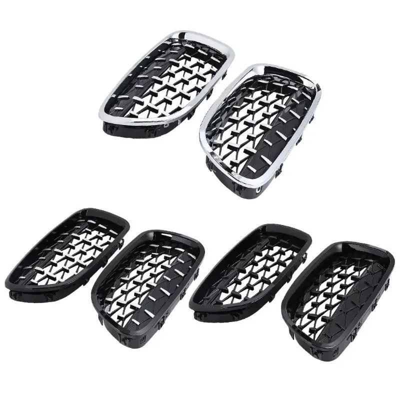Best 2pcs Front Bumper Hood Kidney Grill Excellent ABS Grilles for BMW F10 Sedan F11 Touring 11 16 Small Black Appearance