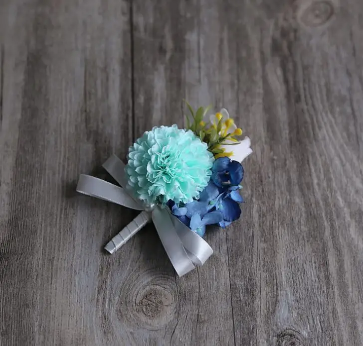 Brooch Tiffany blue Свадебная бутоньерка для гостей жениха Вечерние Свадебные аксессуары брошь букет цветов булавка - Цвет: Brooch Tiffany blue