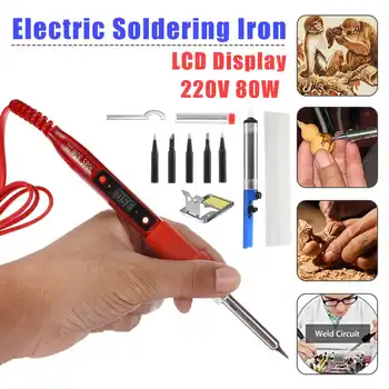 

220V 80W Electric Soldering Iron Kit LCD Digital Display Soldering Pen Welding Soldering Iron Wire Tips Adjustable temp
