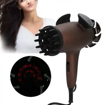 

Household Far Infrared Massage Blow Dryer Negative Ion Electric Hair Dryer Brown 220V Beauty Salon Barber Powerful Hair Dryer