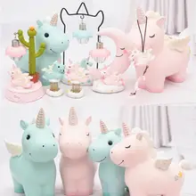 Мультяшные полимерные копилка для монет в форме единорога, контейнер для монет, украшение для дома, подарок для детей, домашнее украшение