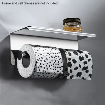 

Double Roll Toilet Paper Holder Waterproof Rustproof Storage Rack Modern Stainless Steel Wall Mountded Bathroom Kitchen