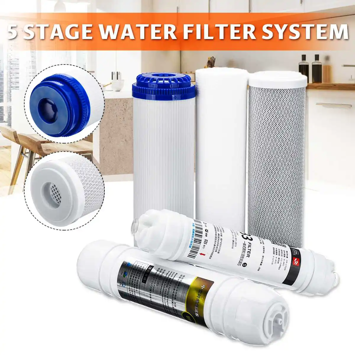 

5 Ultrafiltration System Replacement Water Filter Kit Membrane Water Filter Cartridge PP/CTO/UDF/UF/T33 Water Purifier
