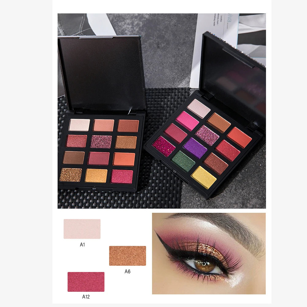 1Pc Beauty Makeup Brighten Glitter The Eye Gem Eye Shadow 12 Color Palette Pearlescent Matte Shimmer Eyeshadow