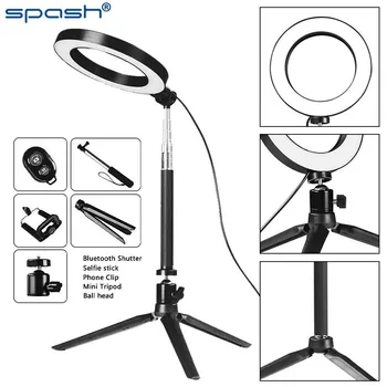

LED Ring Light 6 / 8 Inch Ring Lamp Bluetooth USB Plug with Selfie Stick Tripod Phone Holder for YouTube Photography Video light