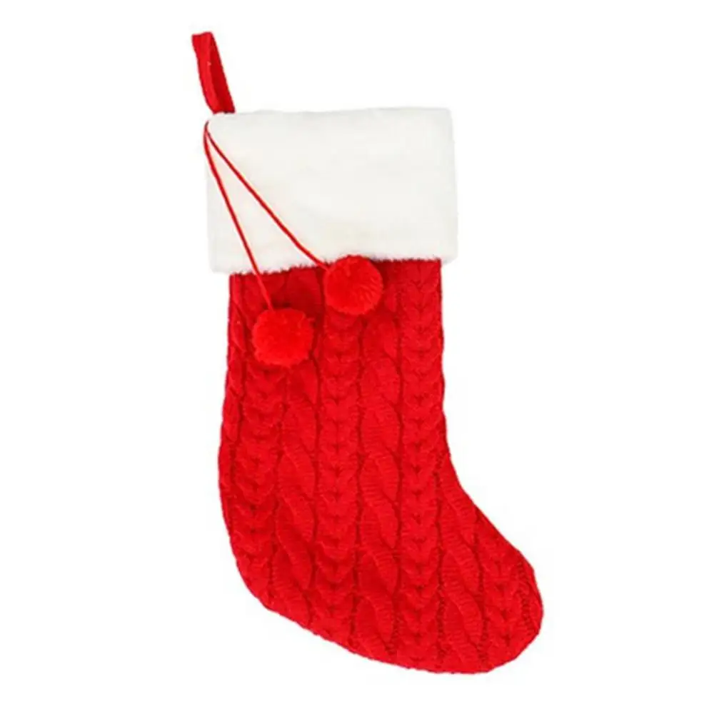 

Christmas Decorations Knit Wool Thick White Wool Socks Hotel Home Christmas Stockings Holiday Atmosphere Fashion