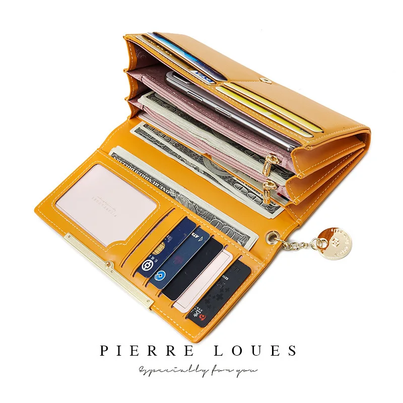 Korean solid color bi-fold walletSimple Big Hold Women's Clutches Pierre Louis Wallet Korean solid color bi-fold walletSimple Big Hold Women's Clutches Pierre Louis Wallet