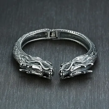 

Vantage Cuff Bracelet Stainless Steel Dragon Bangle Heavey Punk Chunky Viking Jewelery