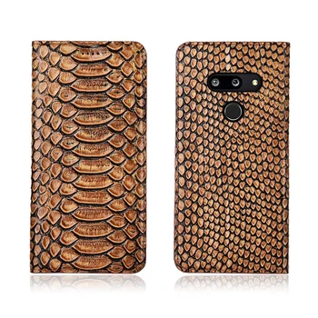 

Python pattern natural genuine leather flip cover card holder for LG G8 ThinQ/LG G8s ThinQ phone bag for LG G8S ThinQ phone case