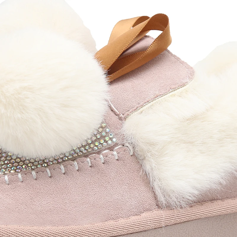 Winter Shoes Women Ankle Boots Warm Short Plush Snow Botas Mujer Bling Crystal Bottes Femme Winter Shoes Christmas